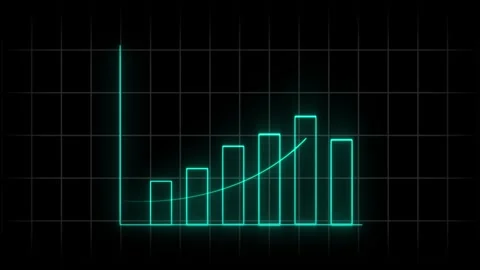 Neon business graph chart icon animation background. Neon business growth c.. Stock Footage 309384854
