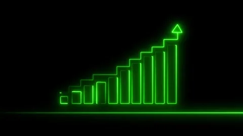 Neon business graph chart icon seamless loop animation. Stock Footage 318710670