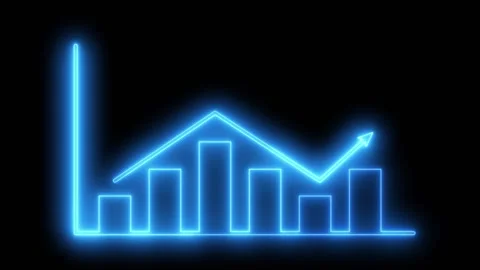Neon business graph chart icon animation on Black background Stock Footage 320251972