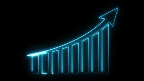 Neon business graph chart icon animation showing marketing sales profit Stock Footage 321118019