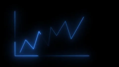 Neon business graph chart icon animation background. Neon business growth c.. 스톡 동영상 339784560