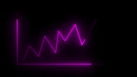 Neon business graph chart icon animation background. Neon business growth c.. Stock Footage 340487384