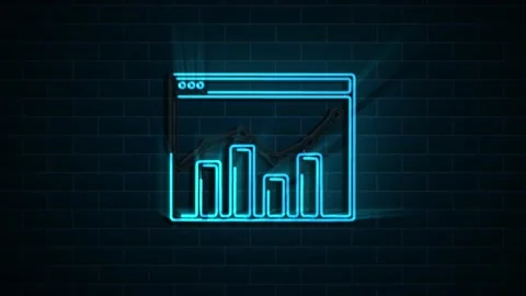 Neon business icon on dark background. Marketing network. Money line icon Stock Footage 153824636