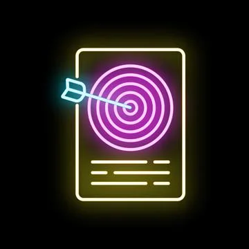 Neon business objective target displaying successful strategy planning Stock Illustration