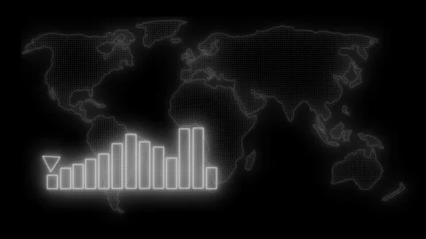Neon Business Performance Tracking Animation with Growing Statistical Bars Stock Footage 337008712