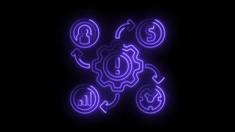 Neon business process animation with cycle of user time statistics and mone.. 動画素材 312306612