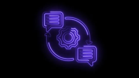 Neon business process automation and communication loop animation with arro.. Stock Footage 346005540