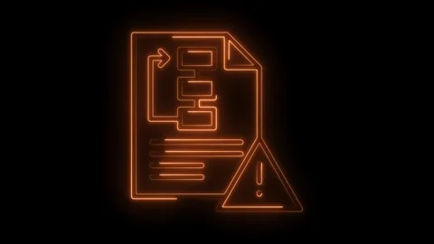 Neon business process document error notification glowing on a dark backgroun Stock Footage 309911830