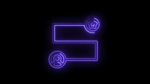 Neon business process flow chart user star graphic connection on black Stock Footage 322959694