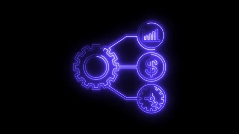 Neon business process flowchart concept depicting efficiency and growth Stock Footage 308287302