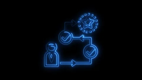 Neon business process workflow on black background Stock Footage 308193888