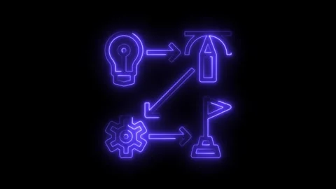 Neon business process workflow idea implementation success strategy animate.. Stock Footage 308708324