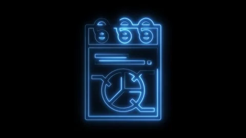 Neon business report with pie chart on notepad animation in blue glowing outline Stock Footage 322973456