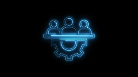 Neon business teamwork concept collaboration and operation gears on black b.. Stock Footage 312316015