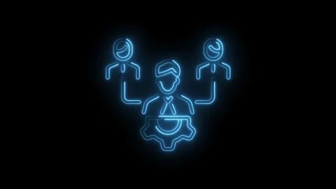 Neon business teamwork icon animation business management team connection t.. Stock Footage 345993363