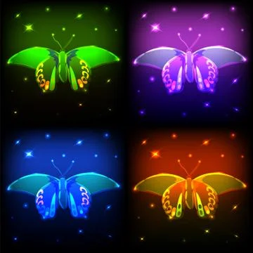 Neon Butterfly Stock Illustration