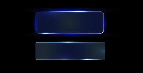 Neon Button frame, set blue color, black background. Vector illustration Illustrazione stock