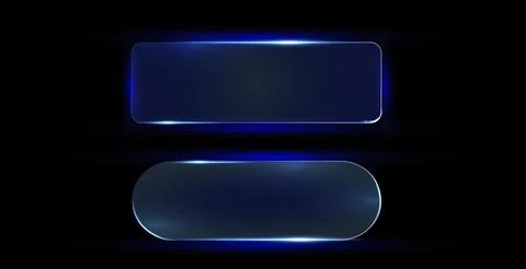 Neon Button frame, set blue color, black background. Vector illustration Stock Illustration