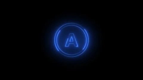 Neon button a icon glowing black background animation Vídeo Stock 289444279