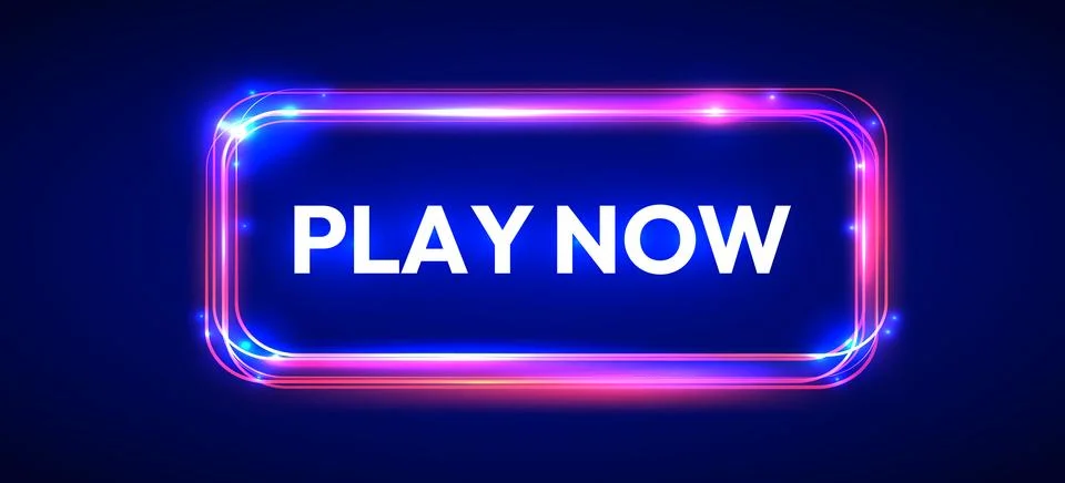 Neon button Play Now. Stock Illustration