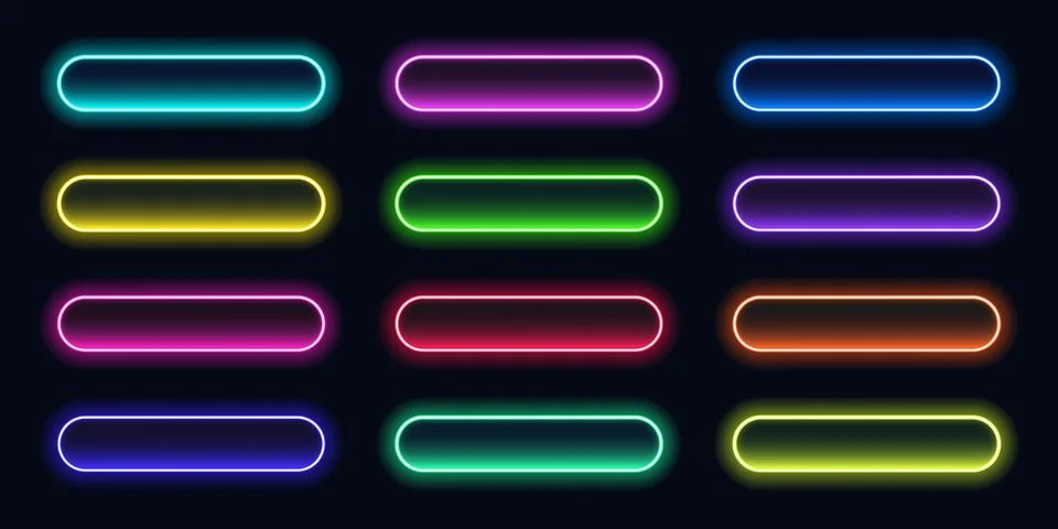 Neon Button Set for Web and UI Design Stock Illustration