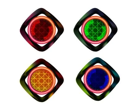 Neon button on the white Stock Illustration