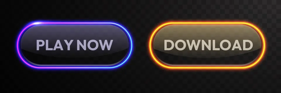 Neon buttons set. Illustrazione stock