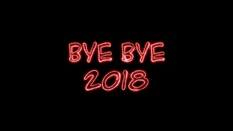 Neon Bye Bye 2018 Text Animation for Screen Display and advertising. Stock Footage 99395892