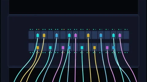 Neon cable connection interface and data transmission motion graphic Stock Footage 347248597