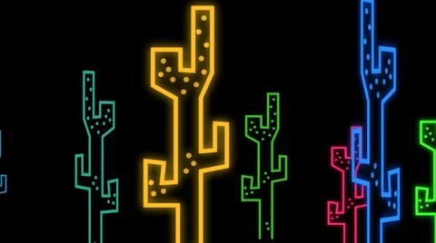 Neon cactus mexican animated  background Stock-Footage 34674163