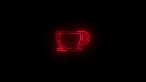 Neon cafe icon glowing black background animation 库存影片 289471609