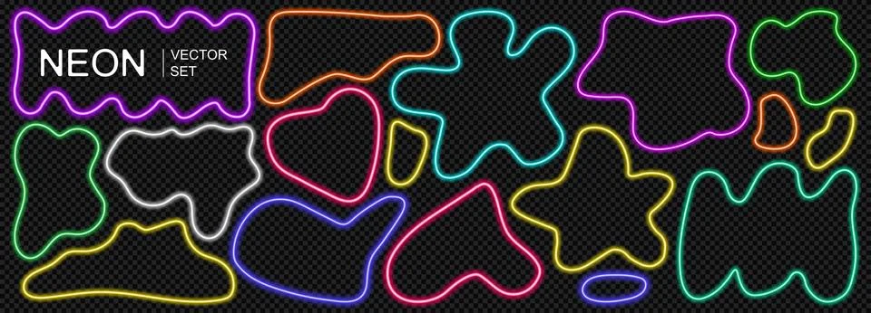 Neon call action with scallop button light ui and web frame glow. Game blue sign Stock Illustration