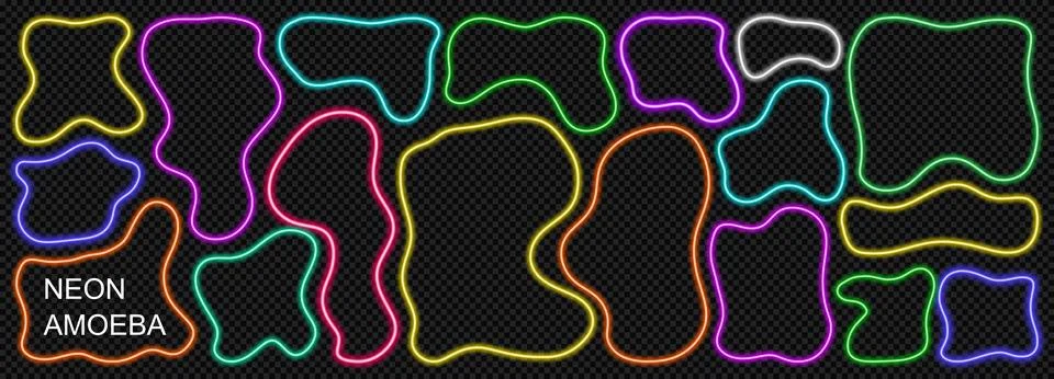 Neon call action with wavy button light ui and web game blue. Frame squiggle Stock Illustration