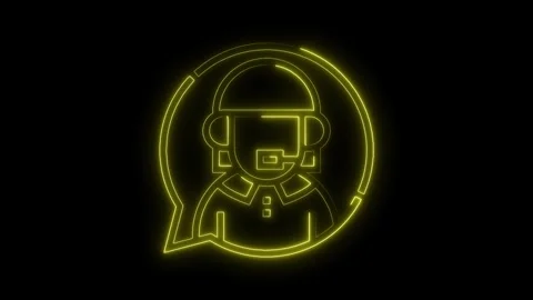 Neon call center operator icon glowing animation on black background custom.. Stock Footage 312328522