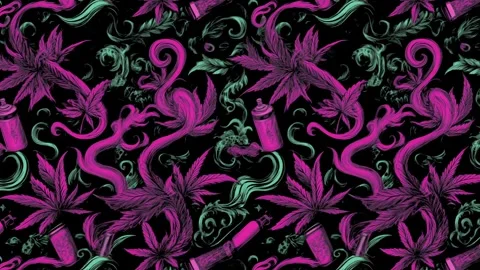 Neon Cannabis Vortex – Diagonal motion Stock Footage 306490247