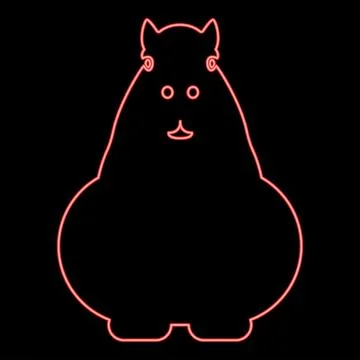 Neon capybara red color vector illustration image flat style Stock Illustration