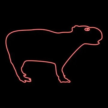 Neon capybara red color vector illustration image flat style Stock Illustration