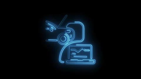 Neon car diagnostics scanning with laptop animation on black background for.. Stock Footage 330779763
