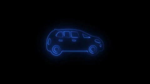 Neon Car Icon with Glowing Light Effect. Glowing Neon Car Icon on Dark Back.. Stockbeeldmateriaal 339788941