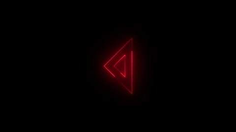 Neon caret left solid icon glowing black background animation Stock Footage 289471979