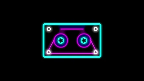 Neon Cassette Tape Animation Stock Footage 335633588