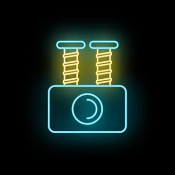 Neon cat scratching post or climbing tower icon Stock Illustration