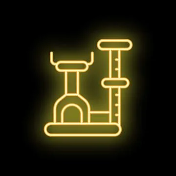 Neon cat tree icon glowing on dark background 스톡 일러스트