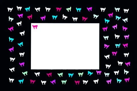 Neon cats on black background pattern Foto stock