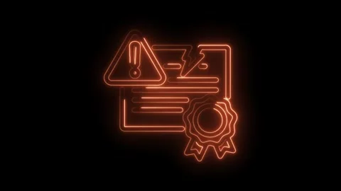Neon certificate error warning indicator hologram glowing style visual for Stock Footage 330777850