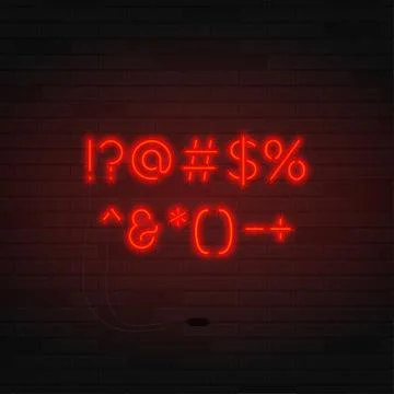 Neon Characters of Punctuation Marks Stock Illustration