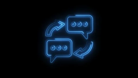Neon chat box cycle on black background communication process flow chart an.. Stock Footage 308606014
