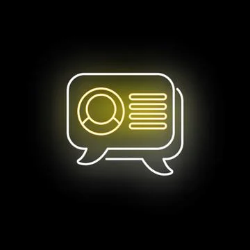 Neon chat bubble icon with profile avatar and text Ilustração Stock