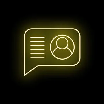 Neon chat bubble icon showing user profile イラスト素材