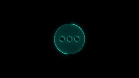Neon chat bubble icon with three dots glowing on black background for digit.. Stock Footage 345549866